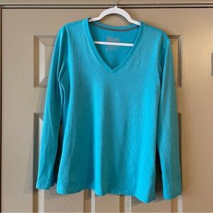 Nike - Blue Longsleeve V-Neck Dri-Fit Shirt